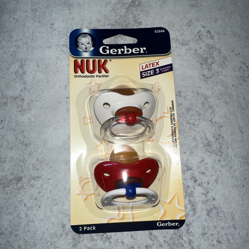 Gerber NUK Orthodontic Pacifiers Size 3 Toddler 18M+ 2 Pack Rubber Latex Red